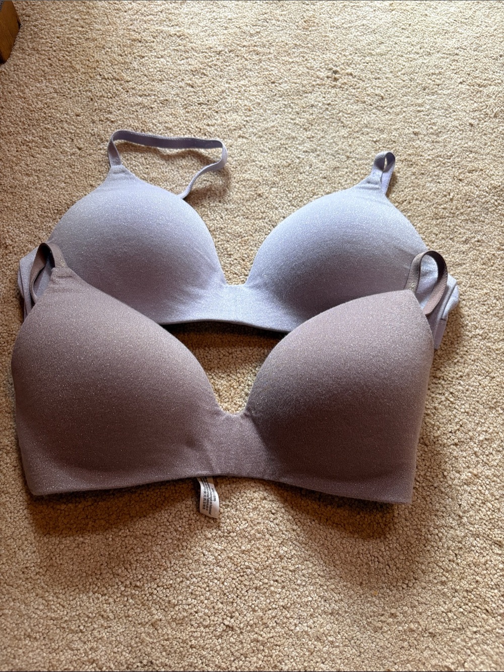 PINK Victoria's Secret Light Purple and Gold T-Shirt Bras - Pack of 2
